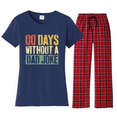 00 Days Without A Dad Joke Fathers Day Women's Flannel Pajama Set