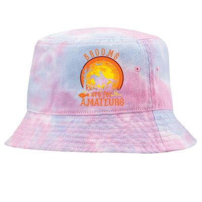 000000000 Funny Brooms Are For Amateurs Witch Riding Horse Halloween Tie-Dyed Bucket Hat