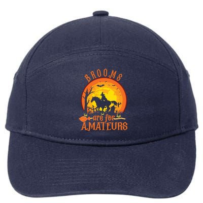 000000000 Funny Brooms Are For Amateurs Witch Riding Horse Halloween 7-Panel Snapback Hat