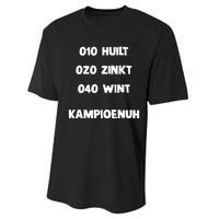 010 Huilt 020 Zinkt 040 Wint Kampioenuh Performance Sprint T-Shirt