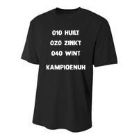 010 Huilt 020 Zinkt 040 Wint Kampioenuh Youth Performance Sprint T-Shirt