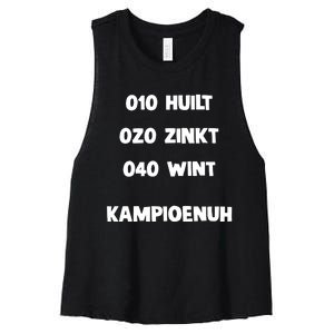 010 Huilt 020 Zinkt 040 Wint Kampioenuh Women's Racerback Cropped Tank