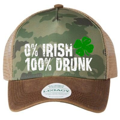 0% Irish 100% Drunk St Patricks Day Shamrock Vintage Legacy Tie Dye Trucker Hat
