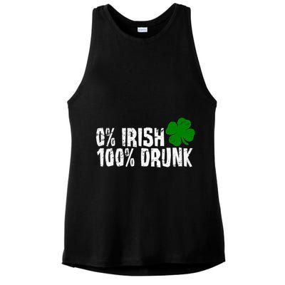 0% Irish 100% Drunk St Patricks Day Shamrock Vintage Ladies PosiCharge Tri-Blend Wicking Tank