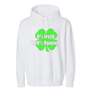 0% Irish 100% Runner Shamrock St Patrick's Running Fun Race Cool Gift Garment-Dyed Fleece Hoodie