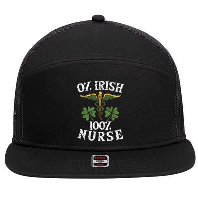 0 Irish 100 Nurse St Patrick's Day Clover Shamrock Nurse Irish Lucky 7 Panel Mesh Trucker Snapback Hat