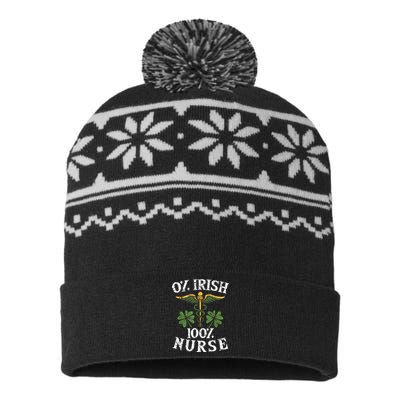 0 Irish 100 Nurse St Patrick's Day Clover Shamrock Nurse Irish Lucky USA-Made Snowflake Beanie