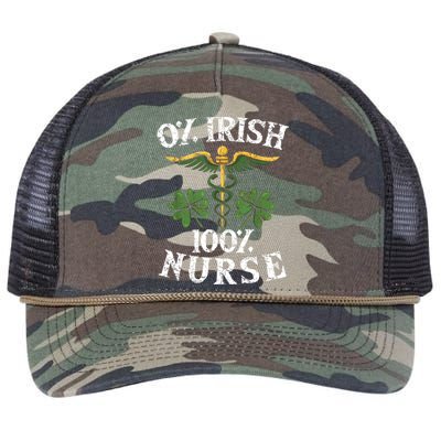 0 Irish 100 Nurse St Patrick's Day Clover Shamrock Nurse Irish Lucky Retro Rope Trucker Hat Cap