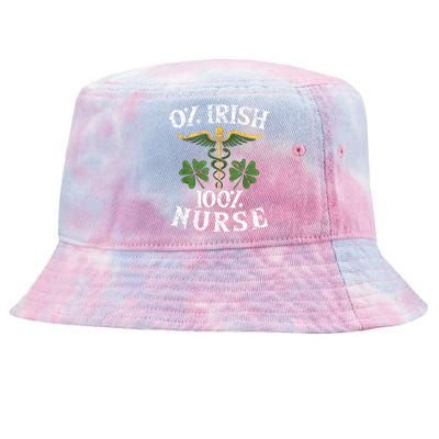 0 Irish 100 Nurse St Patrick's Day Clover Shamrock Nurse Irish Lucky Tie-Dyed Bucket Hat