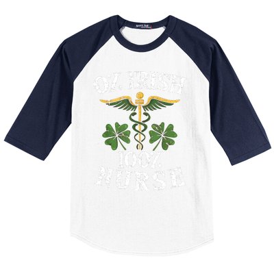 0 Irish 100 Nurse St Patrick's Day Clover Shamrock Nurse Irish Lucky Baseball Sleeve Shirt