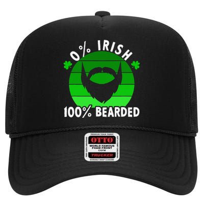 0 Irish 100 Bearded Funny St Patricks Day Gift High Crown Mesh Back Trucker Hat