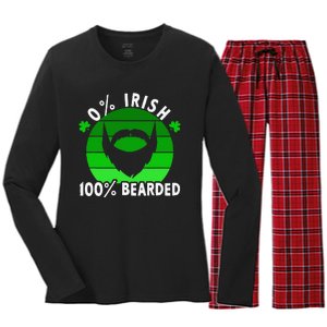 0 Irish 100 Bearded Funny St Patricks Day Gift Women's Long Sleeve Flannel Pajama Set 