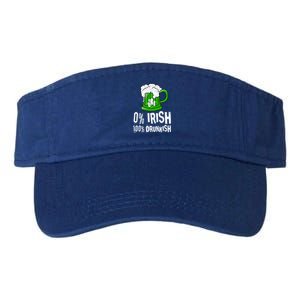 0% Irish 100% Drunkish Draft Beer Shamrock St Patrick's Day Gift Valucap Bio-Washed Visor