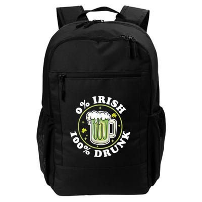 0% Irish 100% Drunk Green Beer Funny St PatrickS Drinking Backpack