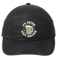0% Irish 100% Drunk Green Beer Funny St PatrickS Drinking 7-Panel Snapback Hat