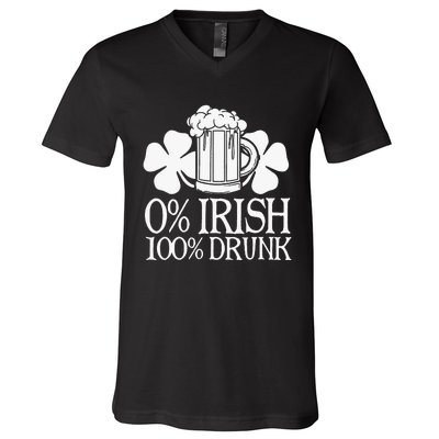 0 Irish 100 Drunk Happy St Patrick Day Beer Lover V-Neck T-Shirt