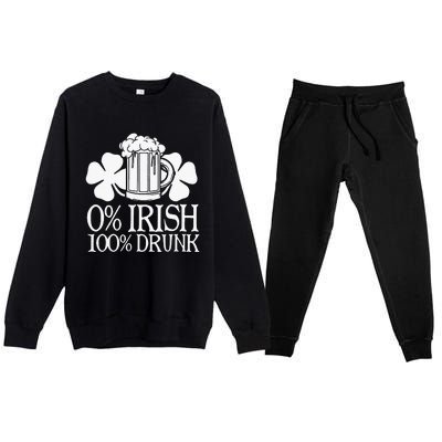 0 Irish 100 Drunk Happy St Patrick Day Beer Lover Premium Crewneck Sweatsuit Set