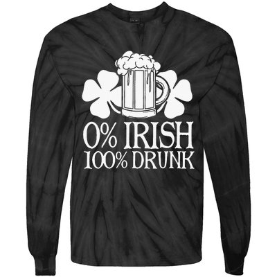 0 Irish 100 Drunk Happy St Patrick Day Beer Lover Tie-Dye Long Sleeve Shirt