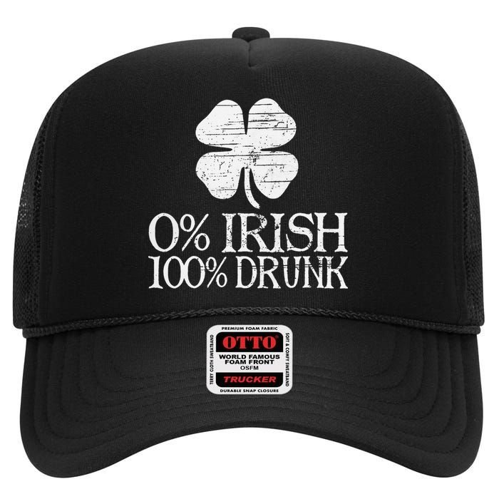 0 Irish 100 Drunk Vintage St. Patrick Day Gifts High Crown Mesh Back Trucker Hat