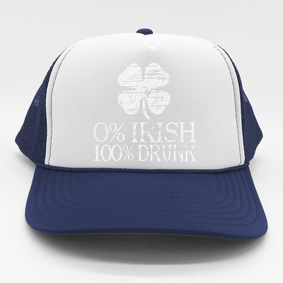 0 Irish 100 Drunk Vintage St. Patrick Day Gifts Trucker Hat