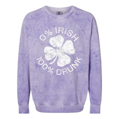 0% Irish 100% Drunk Vintage Saint Patricks Day Colorblast Crewneck Sweatshirt