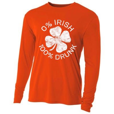 0% Irish 100% Drunk Vintage Saint Patricks Day Cooling Performance Long Sleeve Crew