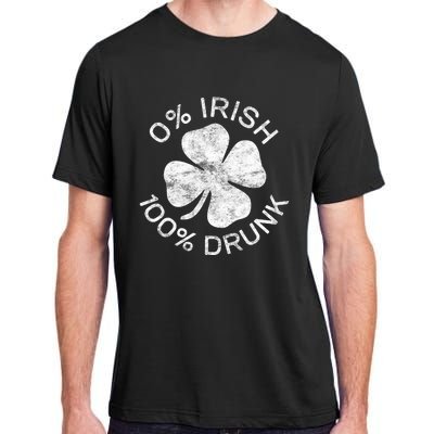 0% Irish 100% Drunk Vintage Saint Patricks Day Adult ChromaSoft Performance T-Shirt