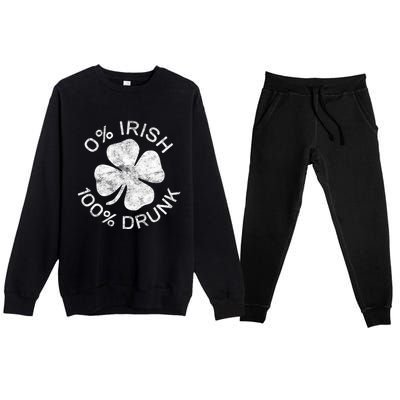 0% Irish 100% Drunk Vintage Saint Patricks Day Premium Crewneck Sweatsuit Set