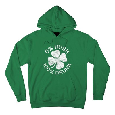 0% Irish 100% Drunk Vintage Saint Patricks Day Hoodie