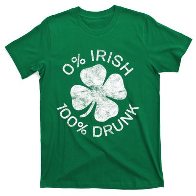 0% Irish 100% Drunk Vintage Saint Patricks Day T-Shirt