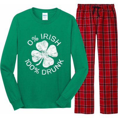 0% Irish 100% Drunk Vintage Saint Patricks Day Long Sleeve Pajama Set