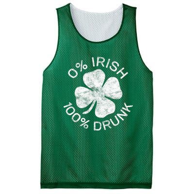 0% Irish 100% Drunk Vintage Saint Patricks Day Mesh Reversible Basketball Jersey Tank