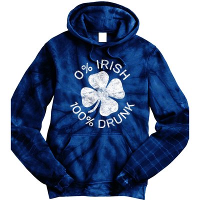 0% Irish 100% Drunk Vintage Saint Patricks Day Tie Dye Hoodie