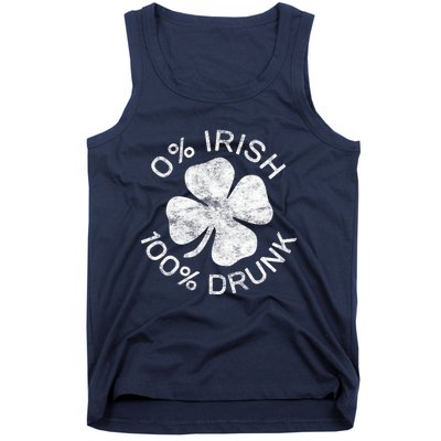 0% Irish 100% Drunk Vintage Saint Patricks Day Tank Top