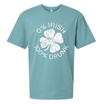 0% Irish 100% Drunk Vintage Saint Patricks Day Sueded Cloud Jersey T-Shirt