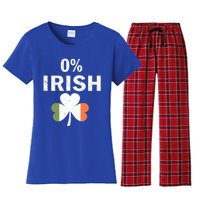 0% Irish Funny St Patricks Day Gift Vintage Men Women Women's Flannel Pajama Set