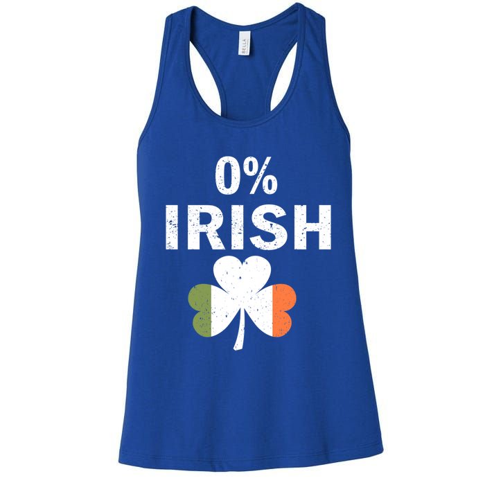 0% Irish Funny St Patricks Day Gift Vintage Men Women Women's Racerback Tank