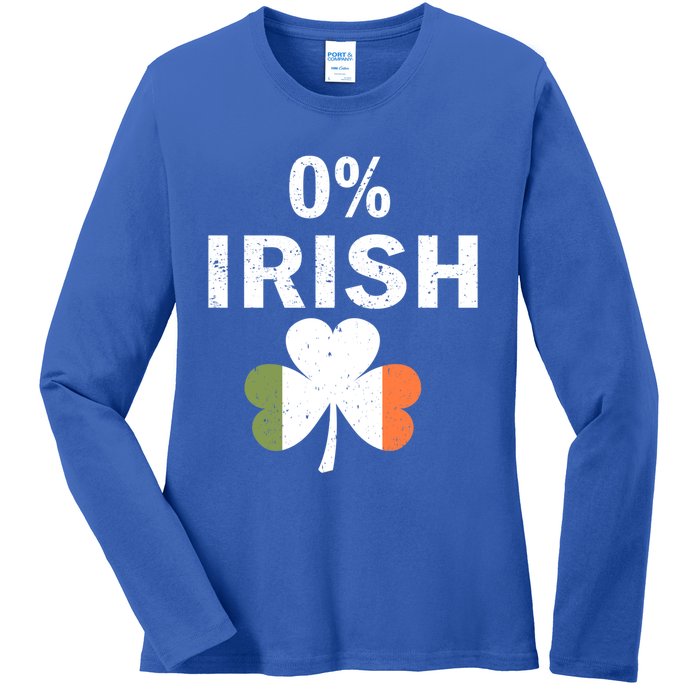 0% Irish Funny St Patricks Day Gift Vintage Men Women Ladies Long Sleeve Shirt