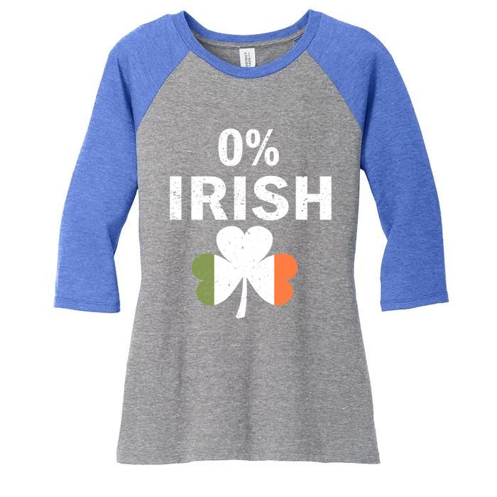 0% Irish Funny St Patricks Day Gift Vintage Men Women Women's Tri-Blend 3/4-Sleeve Raglan Shirt