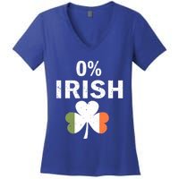 0% Irish Funny St Patricks Day Gift Vintage Men Women Women's V-Neck T-Shirt