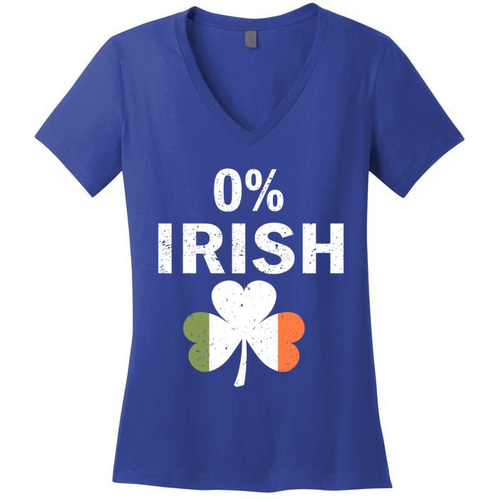 0% Irish Funny St Patricks Day Gift Vintage Men Women Women's V-Neck T-Shirt