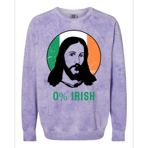 0% Irish Ireland Flag Jesus St Patricks Day Gift Colorblast Crewneck Sweatshirt