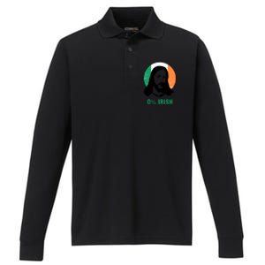 0% Irish Ireland Flag Jesus St Patricks Day Gift Performance Long Sleeve Polo