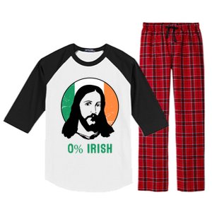 0% Irish Ireland Flag Jesus St Patricks Day Gift Raglan Sleeve Pajama Set