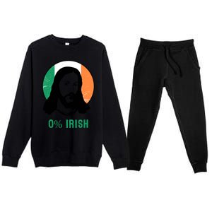 0% Irish Ireland Flag Jesus St Patricks Day Gift Premium Crewneck Sweatsuit Set