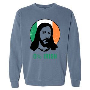 0% Irish Ireland Flag Jesus St Patricks Day Gift Garment-Dyed Sweatshirt