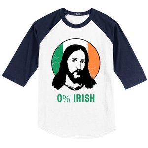 0% Irish Ireland Flag Jesus St Patricks Day Gift Baseball Sleeve Shirt