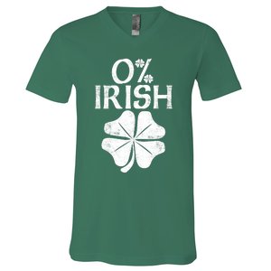 0% Irish Shamrock Happy Go Lucky Charm St Patricks Day Green V-Neck T-Shirt