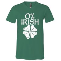 0% Irish Shamrock Happy Go Lucky Charm St Patricks Day Green V-Neck T-Shirt