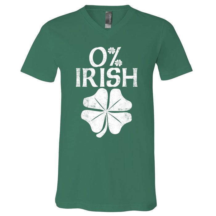 0% Irish Shamrock Happy Go Lucky Charm St Patricks Day Green V-Neck T-Shirt